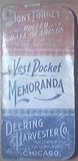 1898 Deering Harvester Co. Vest Pocket Memoranda