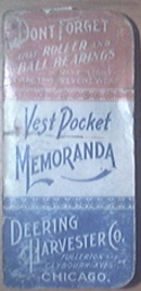 1898 Deering Harvester Co. Vest Pocket Memoranda