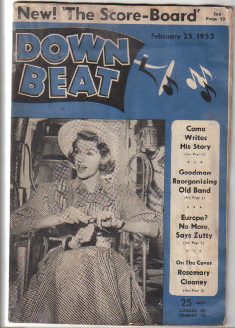 Down Beat Magazine 2/25/53 Rosemary Clooney, Zutty Singleton