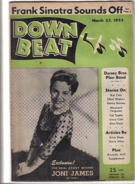 Down Beat Magazine 3/25/53 JONI JAMES, Les Thompson