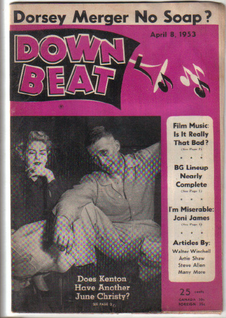 Down Beat Magazine 4/8/53 Chubby Jackson-Bill Harris, Judge Digs