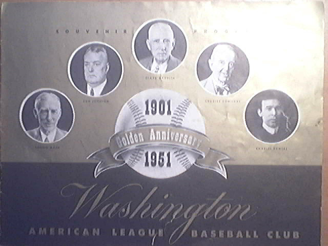 Souvenir Program 1901-1955 Golden Anniversary Washington American League Baseball Club