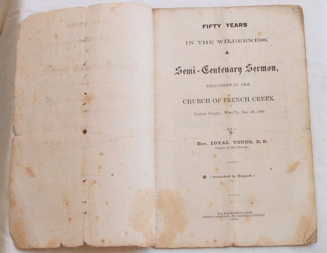 French Creek/Upshur Co., WV 1869 Sermon rare!