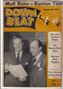 Down Beat Magazine 8/12/53 Sammy Davis, Duke Ellington, Nat Cole, Van Johnson, Johnny Green
