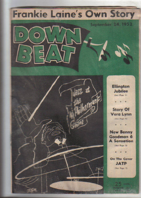 Down Beat Magazine 9/24/1952 Duke Ellington Jubilee, Frankie Laine's, Vera Lynn, Dextrous David Saperton