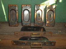 Delicate Victorian Pocket Door Hardware Complete Set