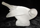 LALIQUE FRANCE SPARROW FROSTED CRYSTAL SCULPTURE PAPERWEIGHT SIGNED