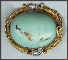 Turquoise & Seed Pearl Pin