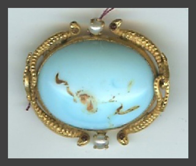 Turquoise & Seed Pearl Pin