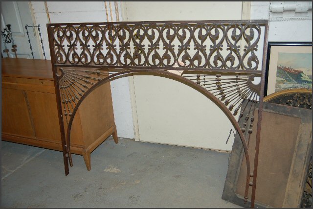Oak Fretwork with high arch. Scrollwork, balls and spindles