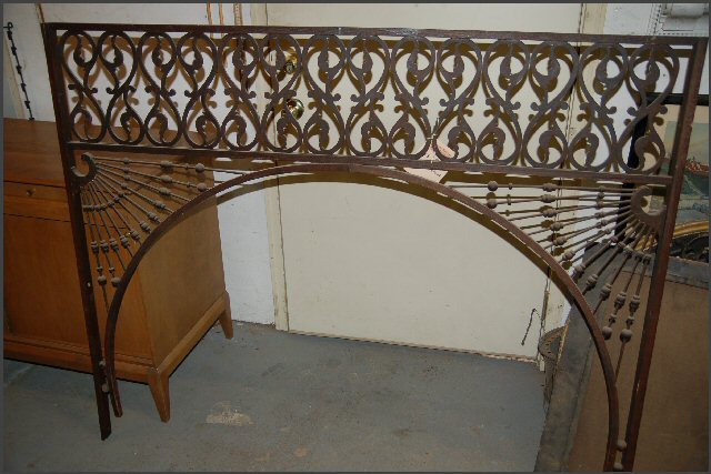 Oak Fretwork with high arch. Scrollwork, balls and spindles