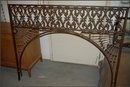 Oak Fretwork with high arch. Scrollwork, balls and spindles