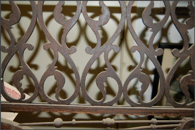 Oak Fretwork with high arch. Scrollwork, balls and spindles