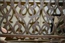 Oak Fretwork with high arch. Scrollwork, balls and spindles