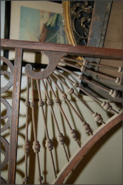 Oak Fretwork with high arch. Scrollwork, balls and spindles
