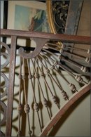 Oak Fretwork with high arch. Scrollwork, balls and spindles