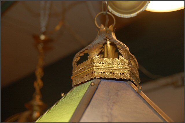 Octagonal Pendant Light w/Colored Glass