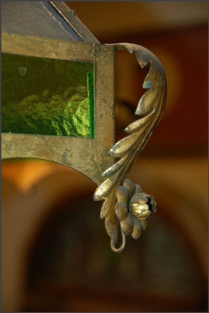 Octagonal Pendant Light w/Colored Glass