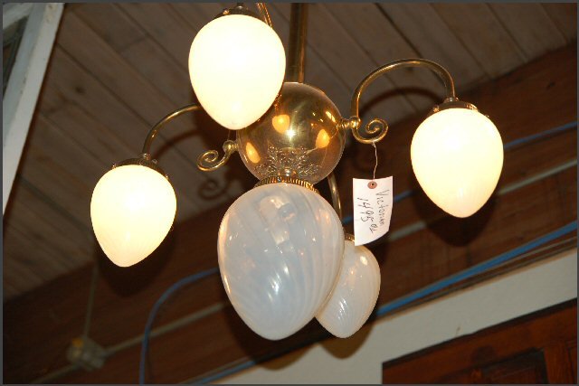 Victorian Chandelier , Opalescent Globes