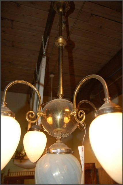 Victorian Chandelier , Opalescent Globes