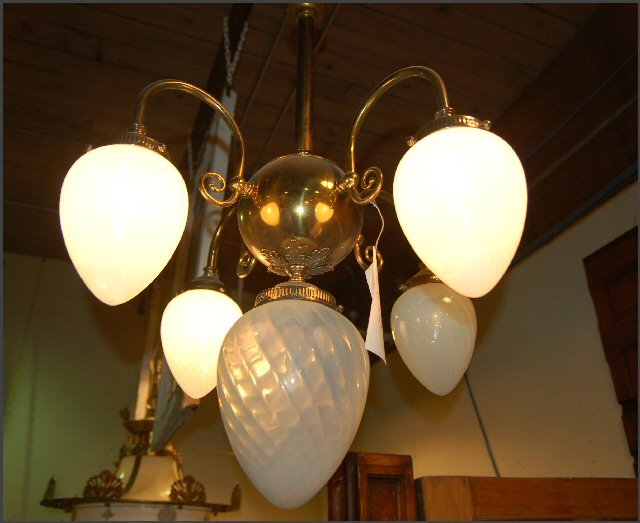 Victorian Chandelier , Opalescent Globes