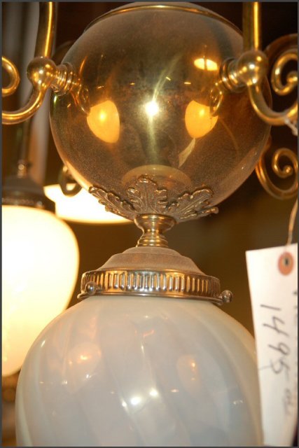 Victorian Chandelier , Opalescent Globes