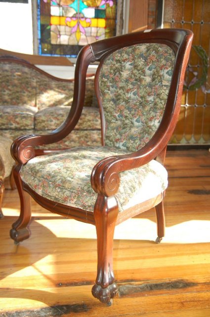 Chair, Mahogany with Floral Print