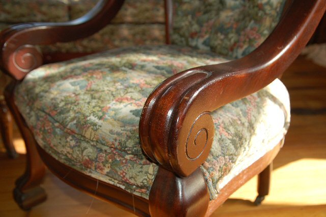 Chair, Mahogany with Floral Print