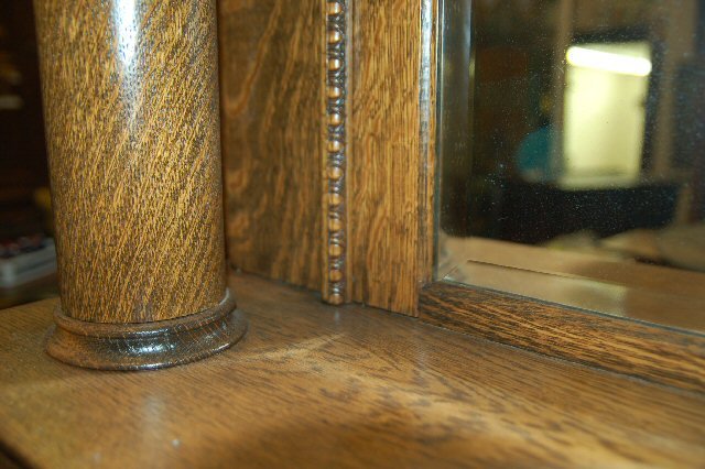 Oak Mantel w/ Beveled Mirror