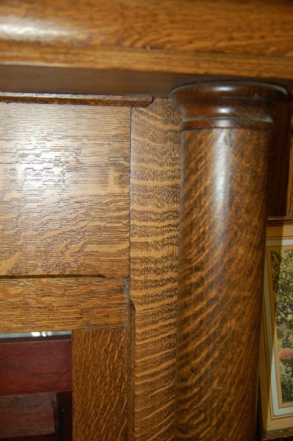 Oak Mantel w/ Beveled Mirror