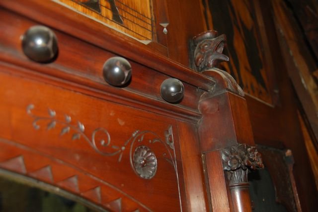 Large Walnut Billiard Cue and Ball Rack