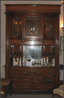 Vintage Oak Built-In w/ Leaded Glass Doors