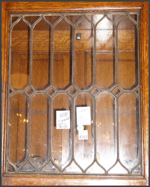 Vintage Oak Built-In w/ Leaded Glass Doors