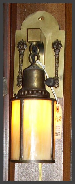 Brass Sconce w/ Slag Glass Shade
