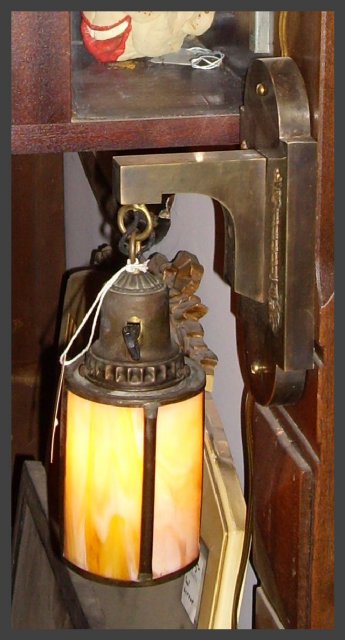Brass Sconce w/ Slag Glass Shade