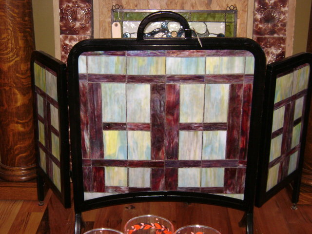 Stained Glass Fireplace Screen