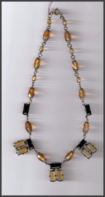 Nice Vintage Brass and Glass Necklace