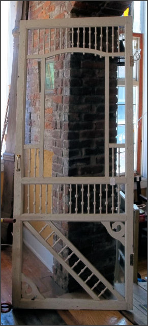Vintage Ornate Wooden Screen Door