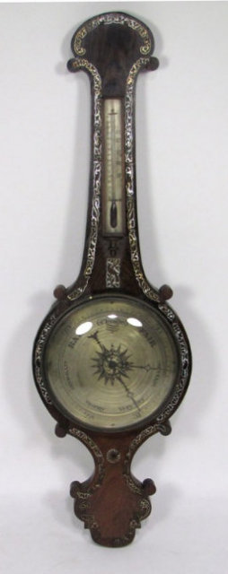 English Rosewood & Mother-Of-Pearl Barometer