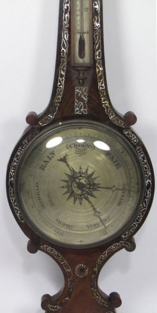 English Rosewood & Mother-Of-Pearl Barometer