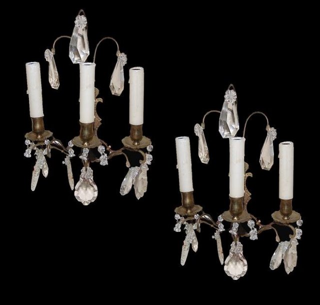 Pair Petite Crystal Sconce
