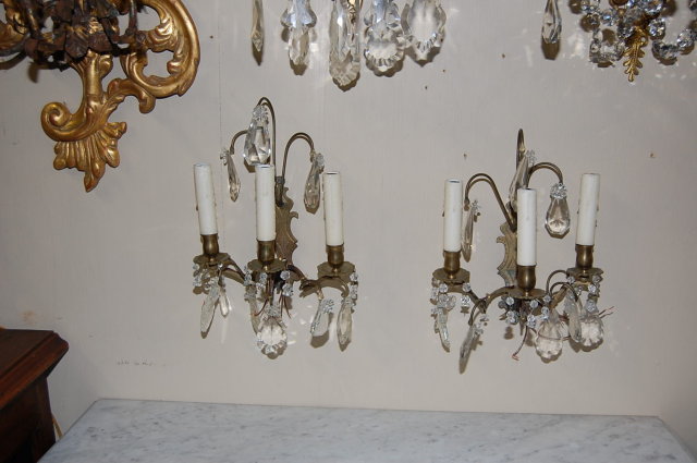 Pair Petite Crystal Sconce