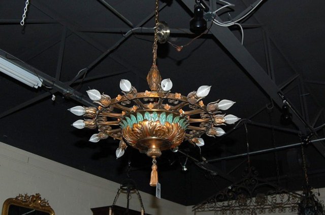 Italian Painted Metal Chandelier