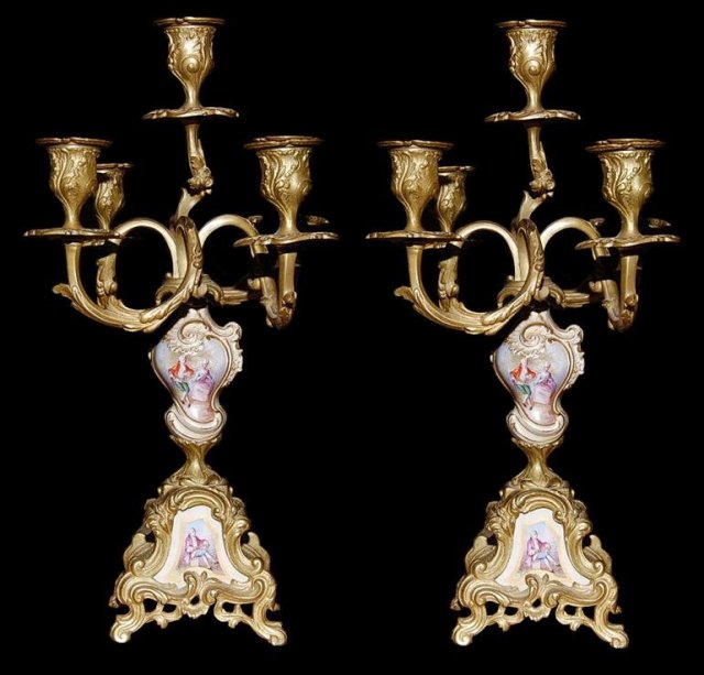 Pair Sevres Style Candelabra