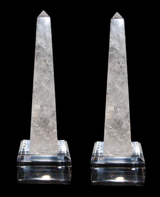 Pair Rock Crystal Obelisks
