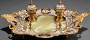 French Gilt Bronze Onyx & Champleve Ink Well