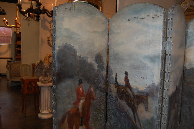 Continental Painted Leather Screen