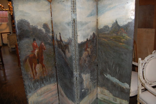 Continental Painted Leather Screen