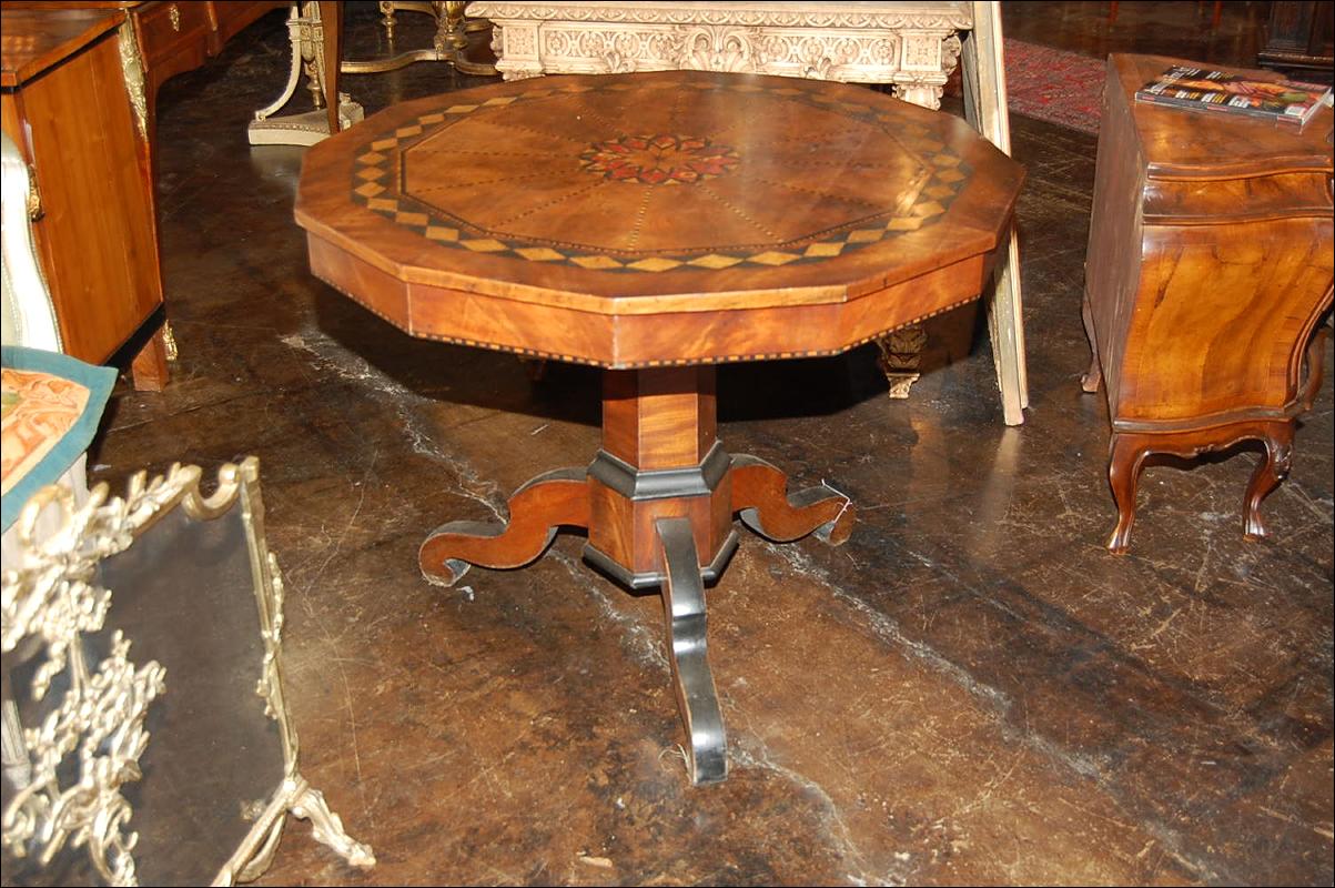 Italian Inlaid Pedestal Table