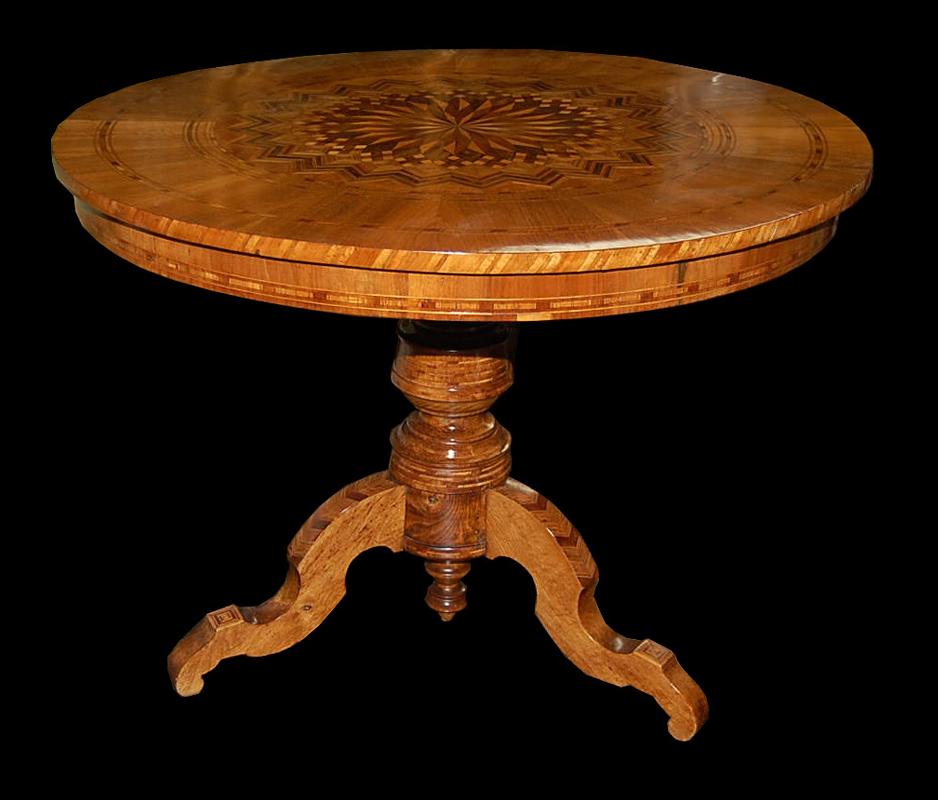 Northern Italian Inlaid Pedestal Table